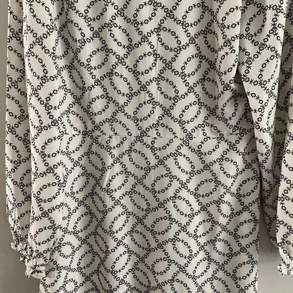 LOFT Black and White Patterned Long Sleeve Dress - Picture 6 of 13